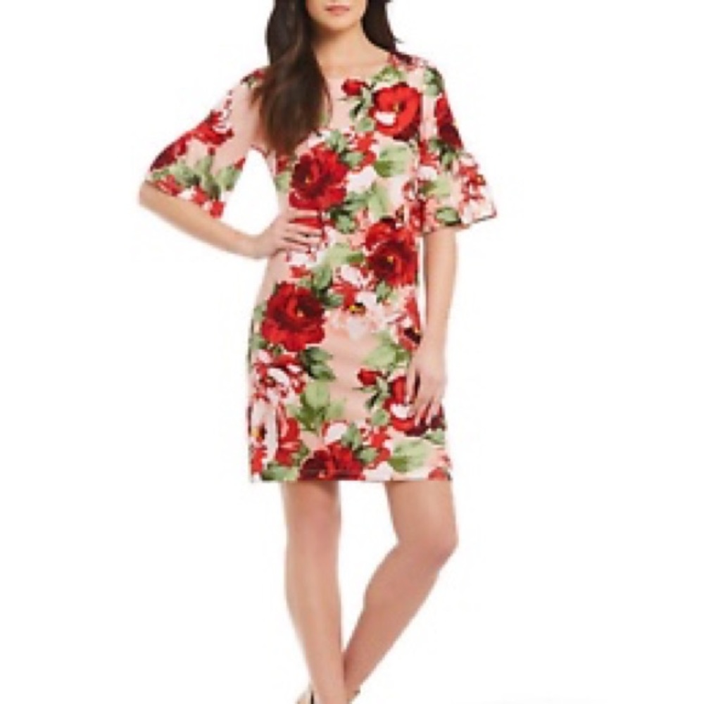 Bobeau Pink Floral Print Shift Dress